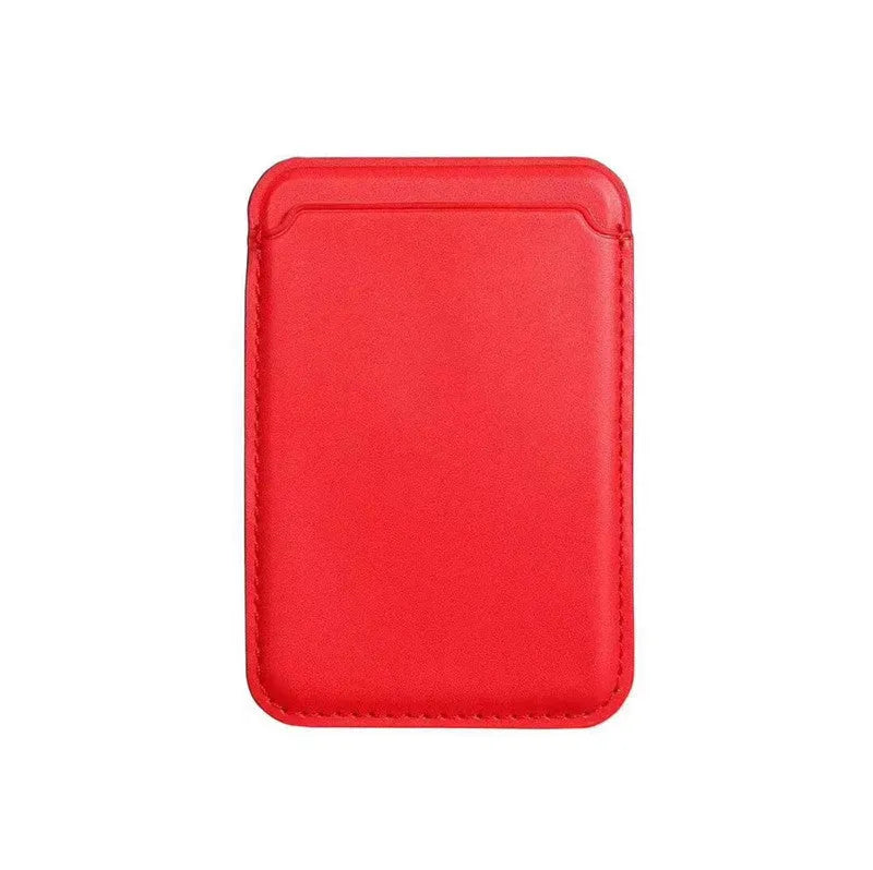 Black PU leather magnetic wallet phone case for iPhone with integrated card holder on MagSafe charger