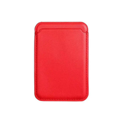 Black PU leather magnetic wallet phone case for iPhone with integrated card holder on MagSafe charger