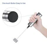 Silver handheld milk frother with 19000RPM speed for coffee and cocktails