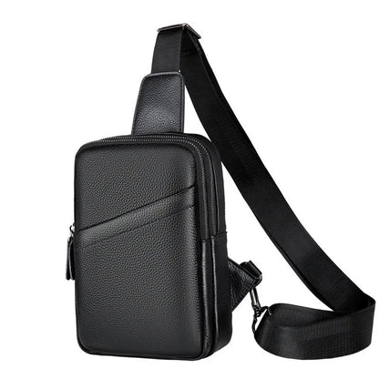 Men's genuine leather crossbody shoulder bag in urban simplicity style with chest bag design