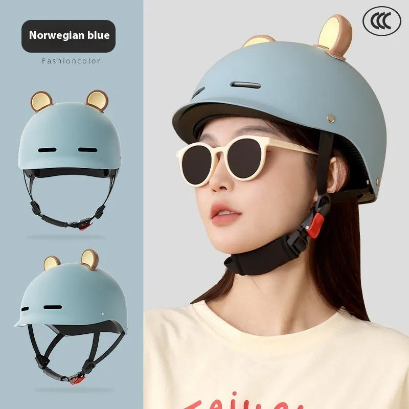3C certification electric bicycle helmet in ABS plastic available in seven colour options including mocha and cherry pink