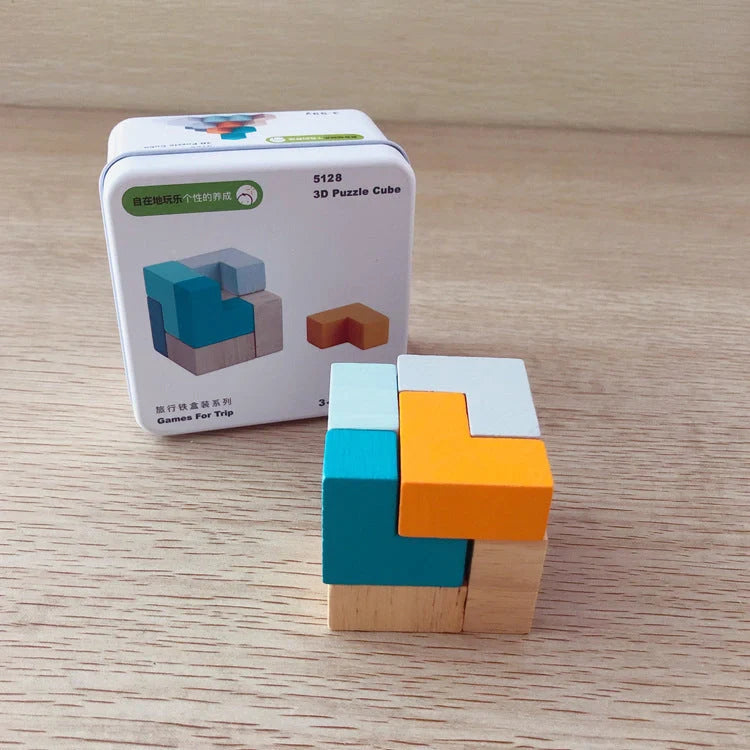 Wooden puzzle building blocks set for children's cognitive development and creative play