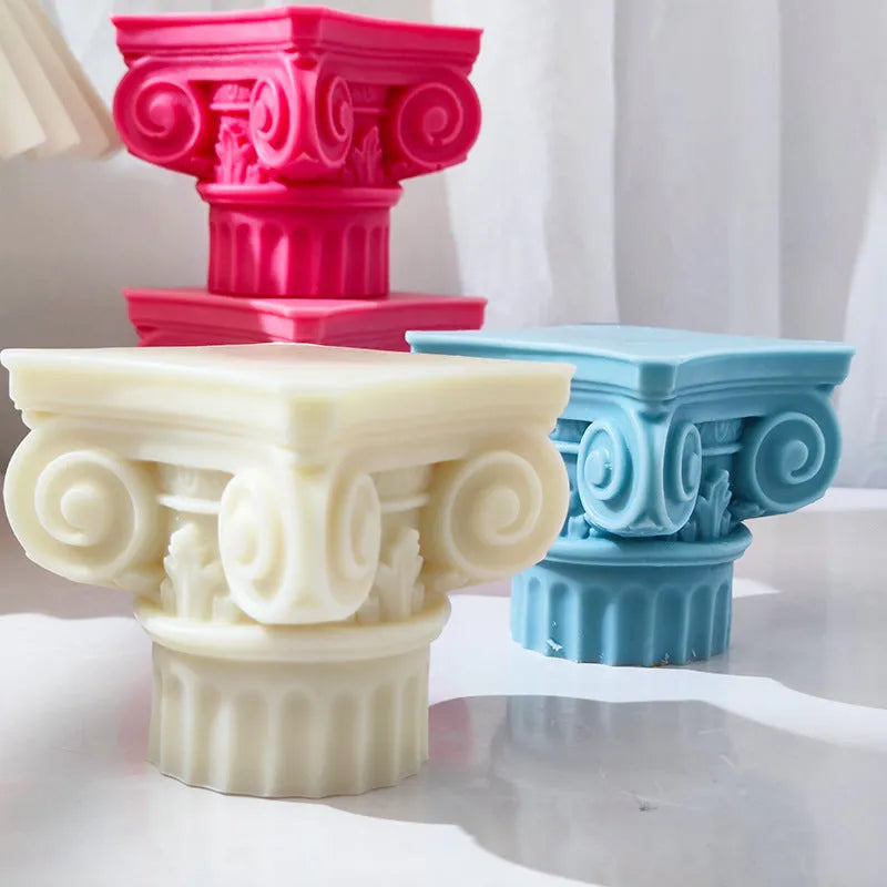 Roman pillar candle silicone mould for candles, cake, chocolate, and plaster crafts