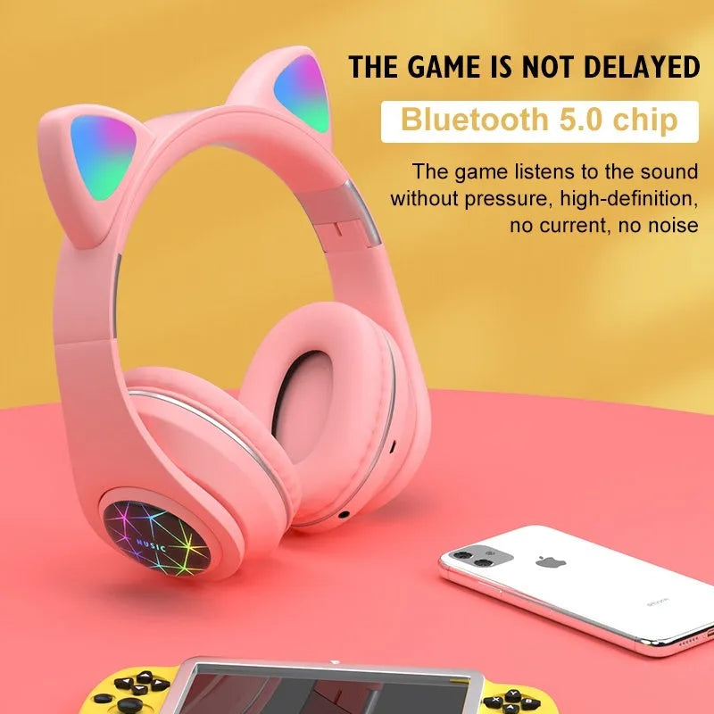Cat ear design wireless Bluetooth sports headset in multiple colours with 10m range