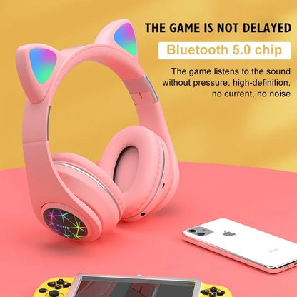 Cat ear design wireless Bluetooth sports headset in multiple colours with 10m range