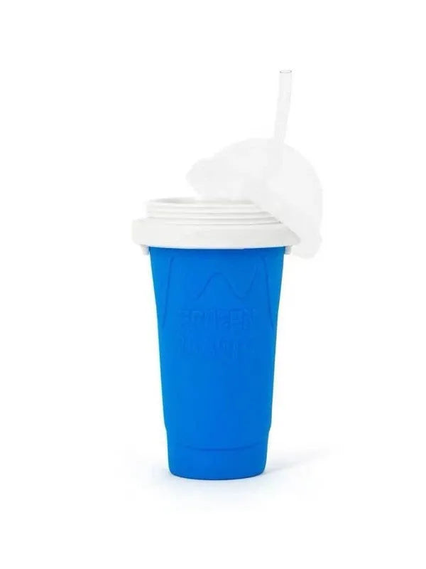 Blue green quick refrigeration pinch cup showing 10.6cm height and 20.6cm diameter with double-layer construction