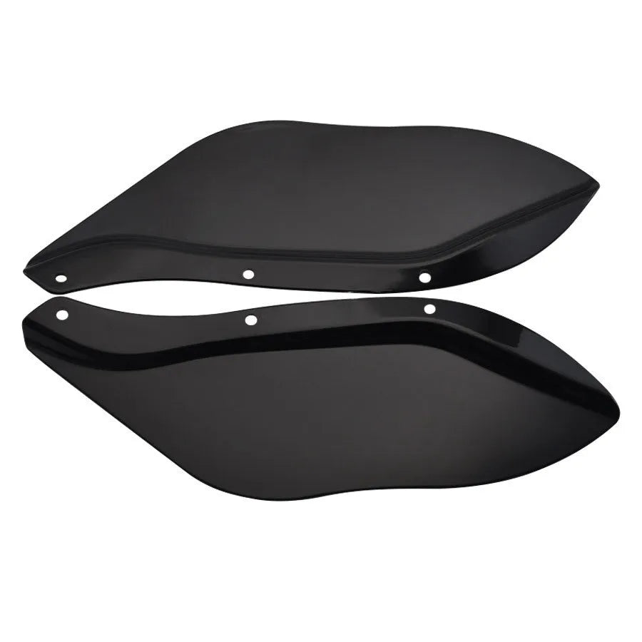 Pair of black ABS plastic side wing head covers for a Harley-Davidson Glide motorcycle.