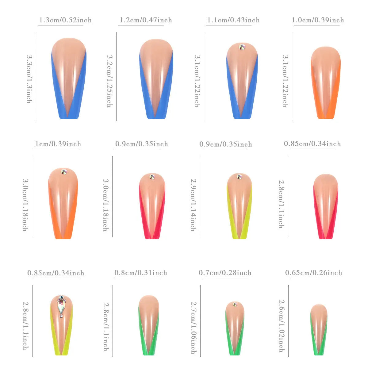 Diamond colour French style nail tip kit with cartoon love cross heart patterns and jelly glue.