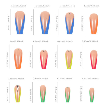 Diamond colour French style nail tip kit with cartoon love cross heart patterns and jelly glue.