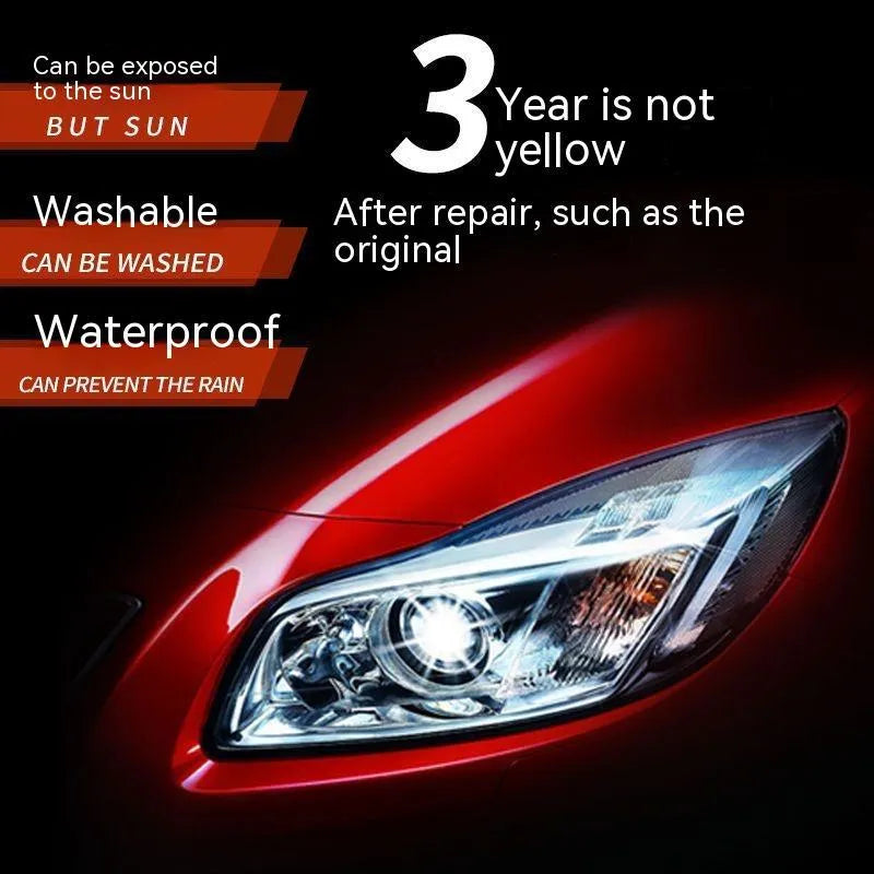 100ml bottle of clear car headlight restoration liquid for plastic lens cleaning.