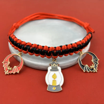 Halloween pet collar decoration with zinc alloy charms in pumpkin bat design on a black collar