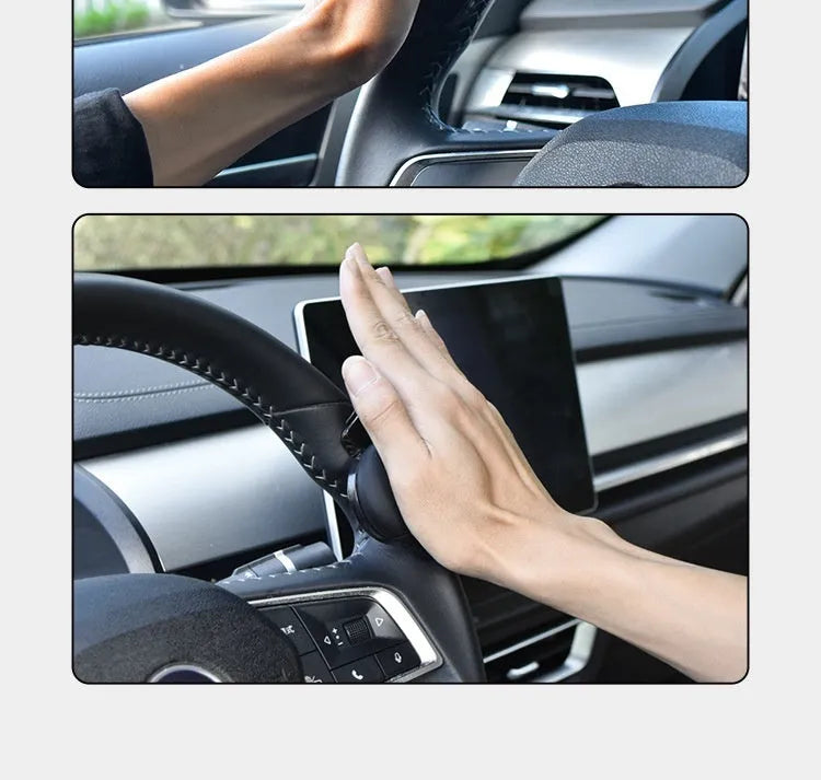 Steering wheel assistance ball single hand steering booster with silicone grip and metal bearing for cars, universal fit approximately 9cm x 6cm available in black or blue