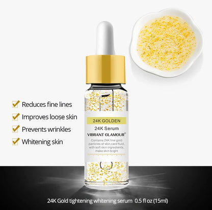 4K Gold Serum bottle with 24K pure gold formula for skin tightening and brightening