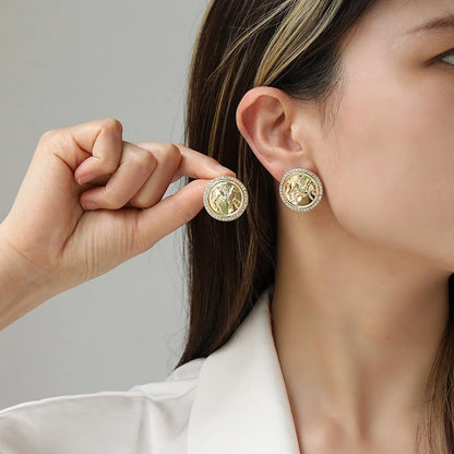 Exquisite Pegasus coin necklace and earrings set in an antique-inspired design, showcasing intricate relief carvings of the mythical winged horse from ancient Greek legend.