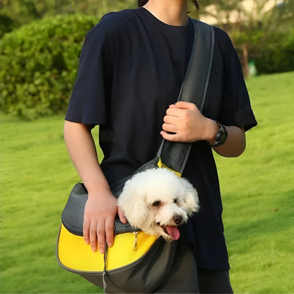 Mesh pet carrier sling bag for small dogs and cats in various colours with single shoulder strap