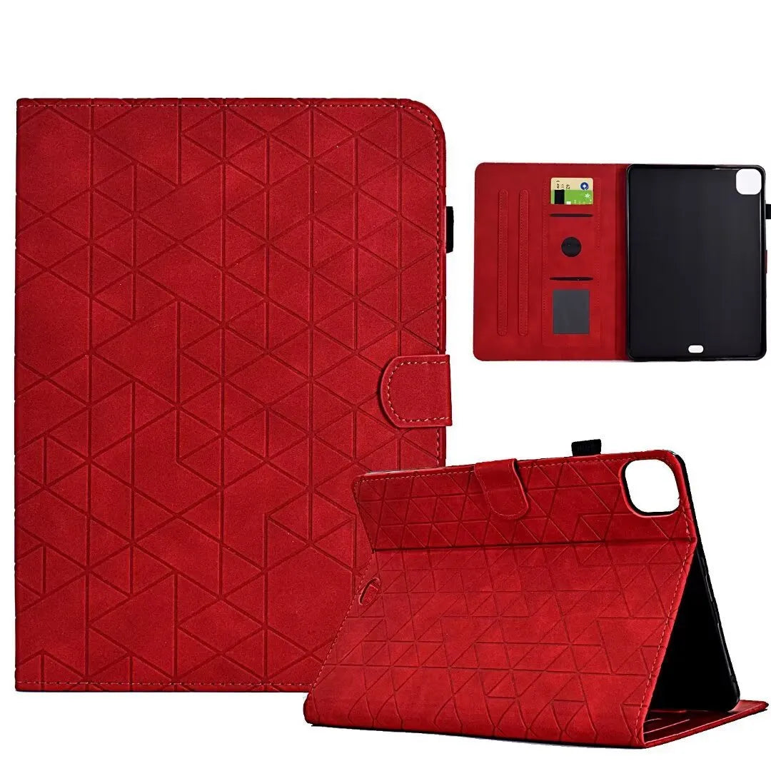 Diamond frosted leather tablet case with card holder for iPad Pro 11, shown in green