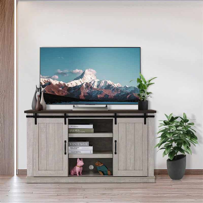 Vintage wooden TV cabinet in khaki, perfect for living room storage and decor