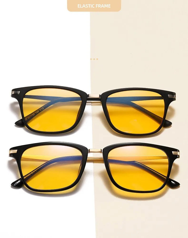Full Frame Anti-Blue Light Myopia Glasses for Men, TR90 and TR+ Metal Square Frame, PC Lens, Retro Literary Style, Available in Five Colourways