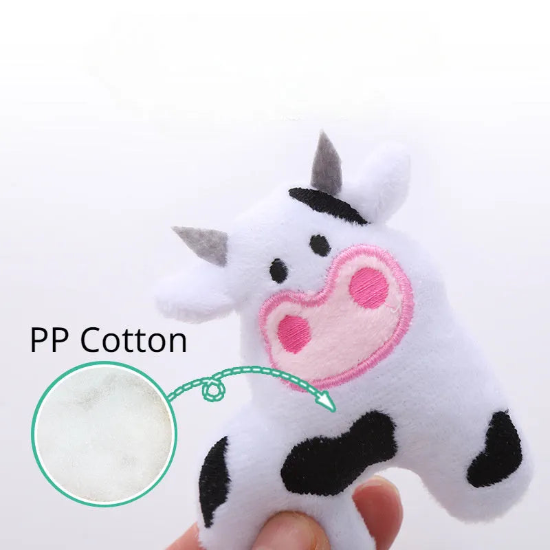 Cow, crocodile, or parrot plush cat toy with catnip, designed for interactive play and bite-resistant durability, suitable for indoor pet entertainment and hunting simulation.