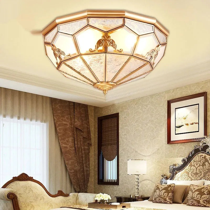 Copper wall lamp for bedroom corridor balcony, 220V tri colour light, 35cm or 45cm head diameter