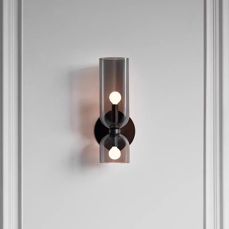 Nordic glass wall lamp for living room background wall, 110V-220V, in white, blue or smoky grey