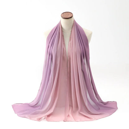 Long chiffon scarf for women in various colours, showing lightweight fabric and 175cm length