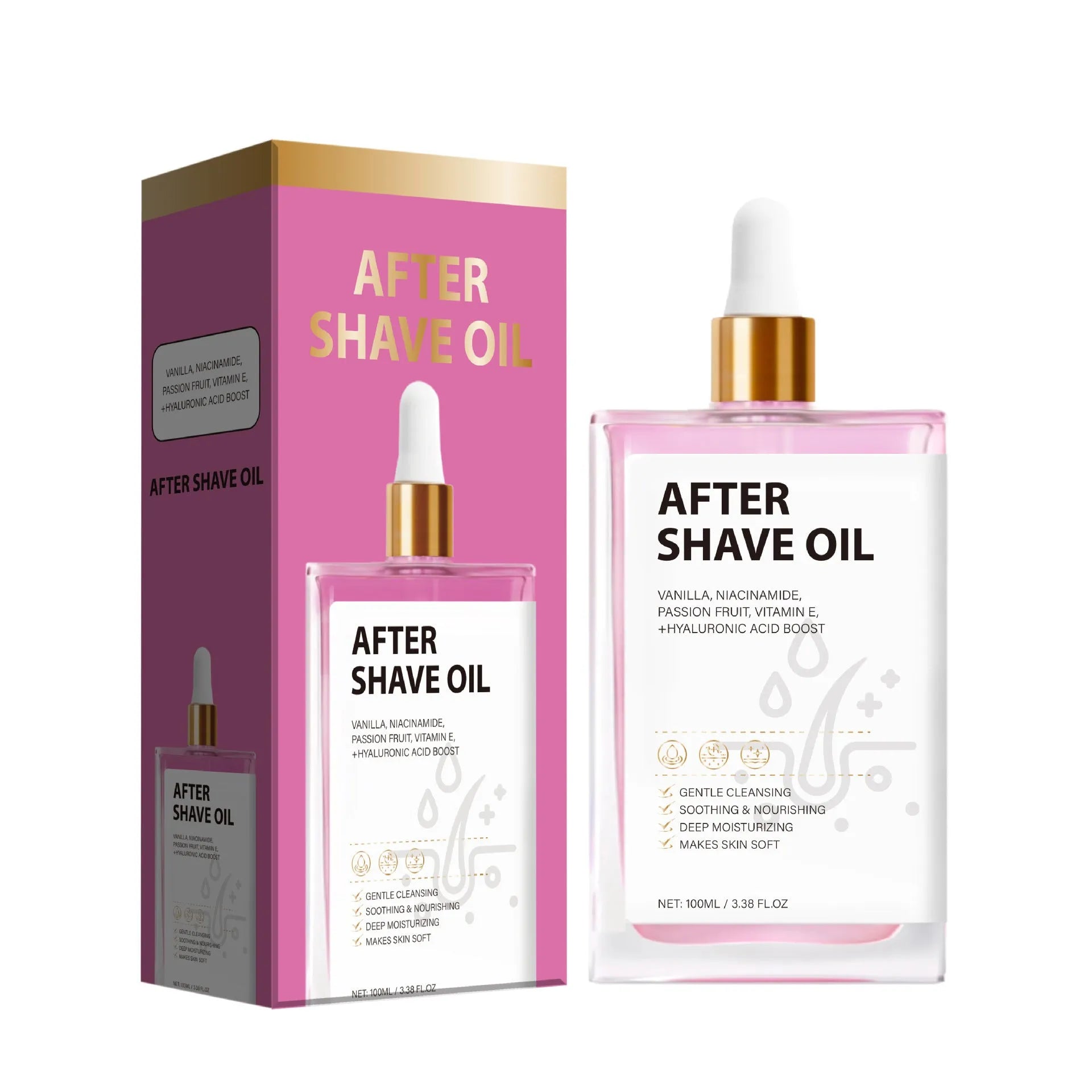 100ml bottle of men's aftershave soothing and moisturising oil with FP-A021 classification