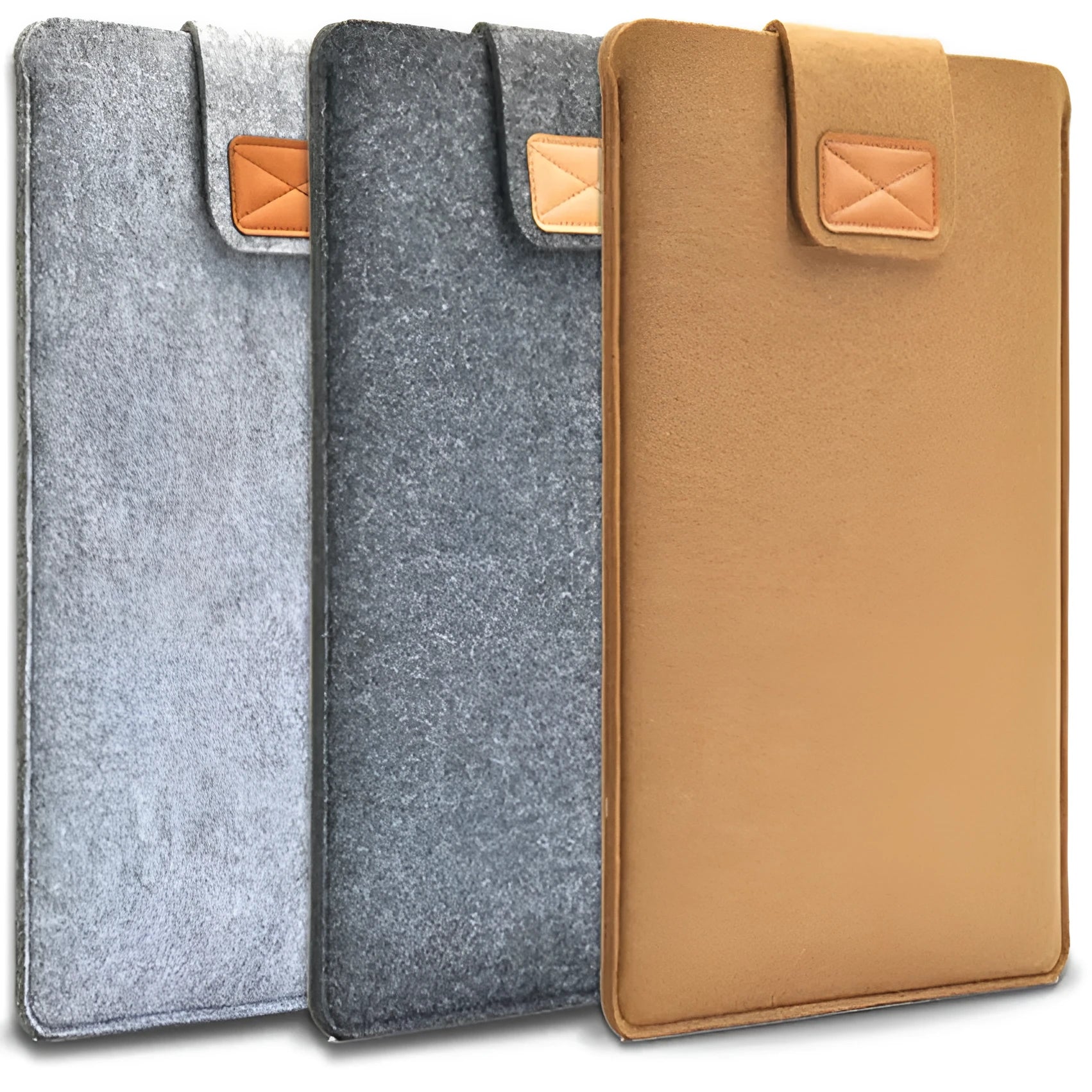 Dark grey clamshell laptop bag open to show plush internal liner and corner protectors.