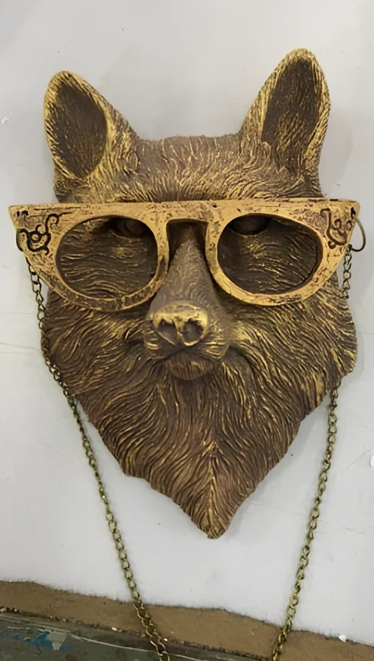 Antique bronze synthetic resin animal pendant in bear shape, 12 cm height for home wall decor