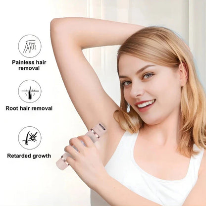Dual-head electric shaver for women's painless hair removal on face, arms, legs, and bikini area