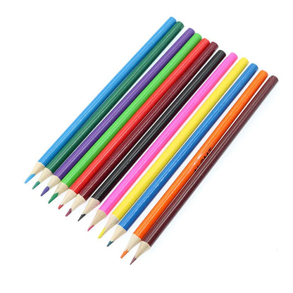 Children's wooden coloured pencils set of 12 with 0.8cm diameter and 2B lead hardness