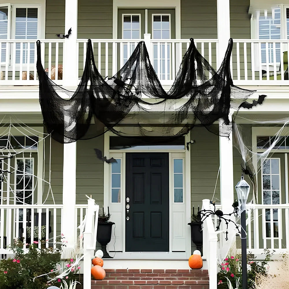 Black polyester gauze stage backdrop, 76cm width, lengths 180cm to 400cm for Halloween decorations