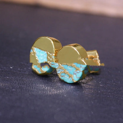 Handmade bohemian style stud earrings made from irregular natural stone in colour ER1031.