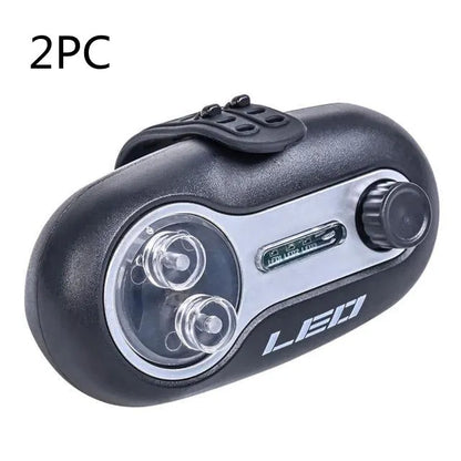Telescopic fishing rod alarm with night fishing signal light in blue or black rocker/turntable styles