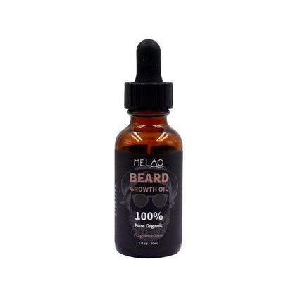 Men's three-piece beard care kit with derma roller, beard oil, beard cream in cloth bag