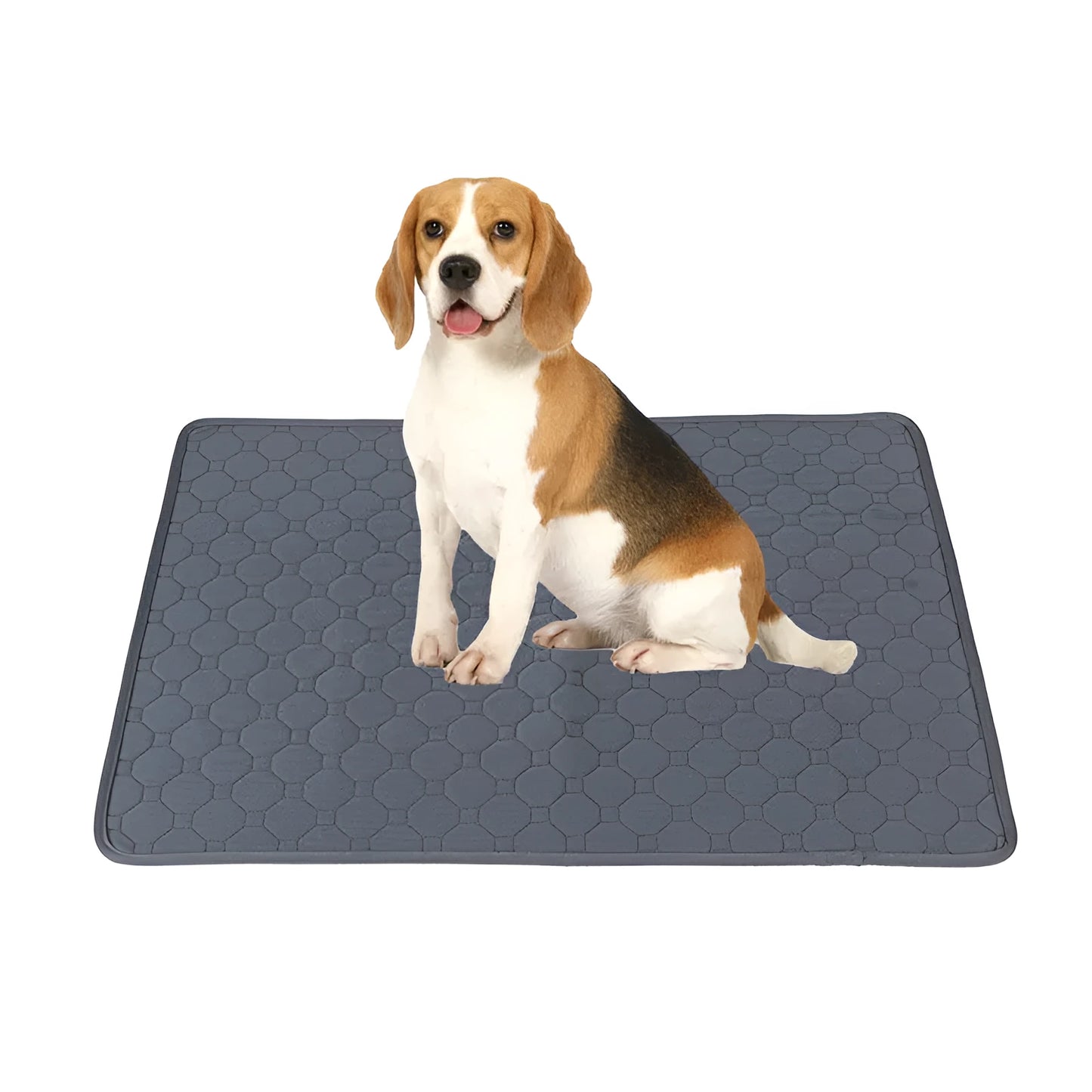 Pet Parents washable dog pee pads in grey and tan colours showing 18x24 inch size