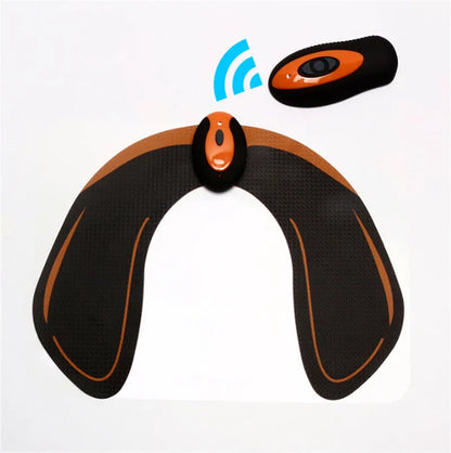 EMS hip muscle training stimulator with host unit and buttock patch for abdominal toning and buttock lifting