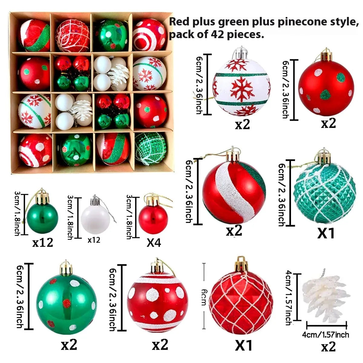 Christmas decoration pendant set with electroplated balls and painted gifts in cowhide presentation box