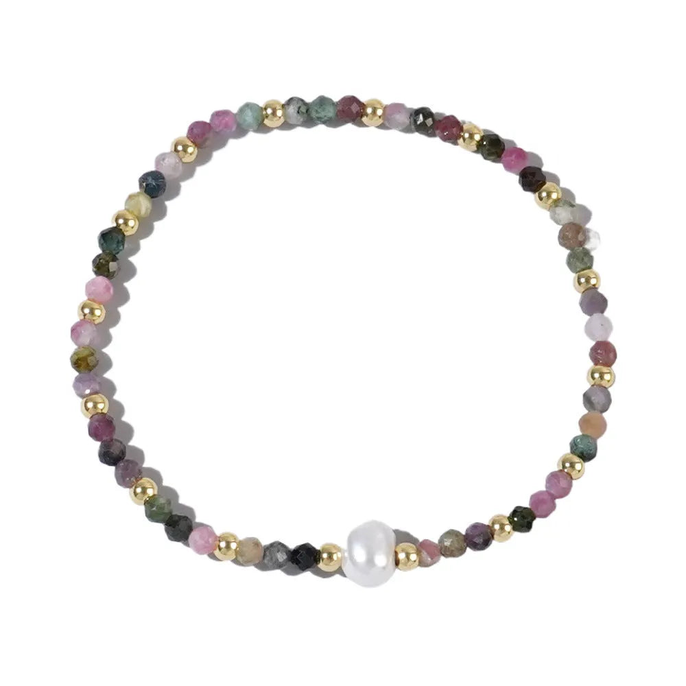 Natural stone geometric ellipse bracelet in various colour options