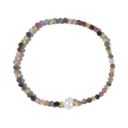 Natural stone geometric ellipse bracelet in various colour options