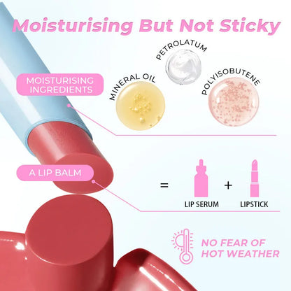 Waterproof moisturising lipstick in six colour shades with 1.8g content