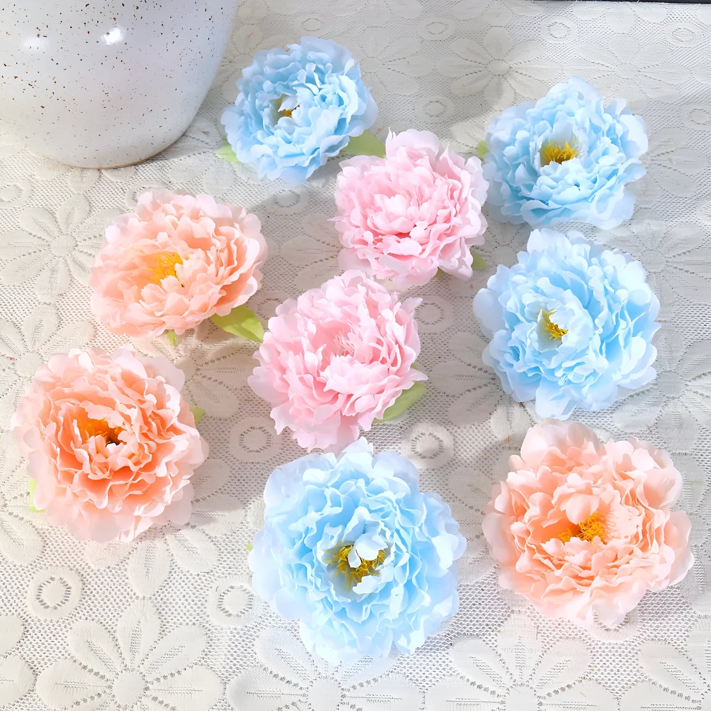 Silk simulation peony flower head in six colours for wedding decoration and photography props