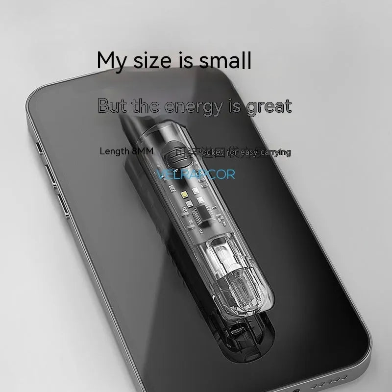 Black plastic USB rechargeable handheld flashlight with charging cable.