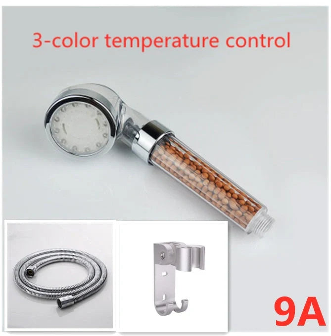 Color Changing LED Shower Head with temperature sensor and high pressure