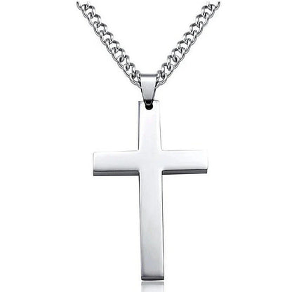 Stylish Stainless Steel Cross Pendant Necklace for Men - Available in Black, Silver, and Gold