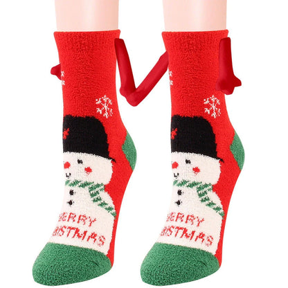 Christmas couple socks with magnetic suction feature for hand holding, in various animal patterns