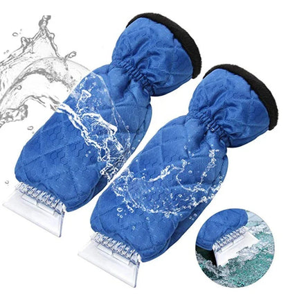 Two premium ice scrapers in blue color, designed for efficient snow and frost removal from car windshields