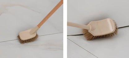 Wooden handle toilet brush with 360-degree bristle coverage for complete toilet cleaning