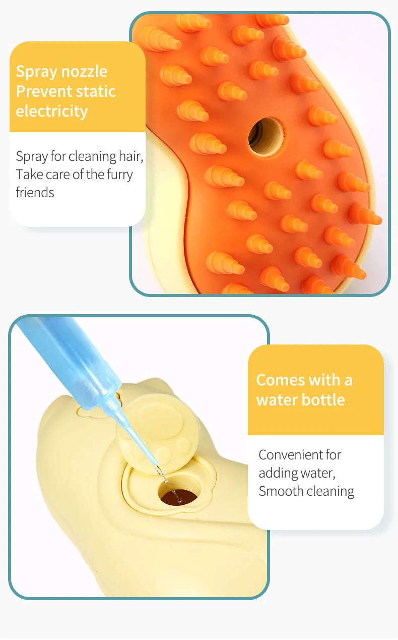 Yellow disposable pet massage and hair removal comb for cats and dogs.