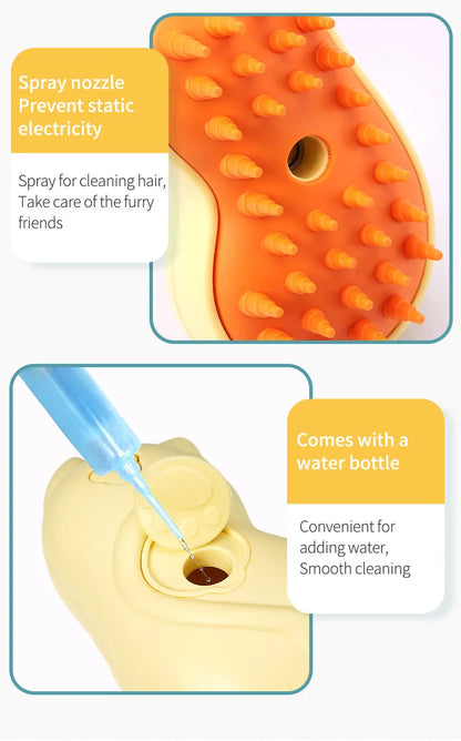 Yellow disposable pet massage and hair removal comb for cats and dogs.